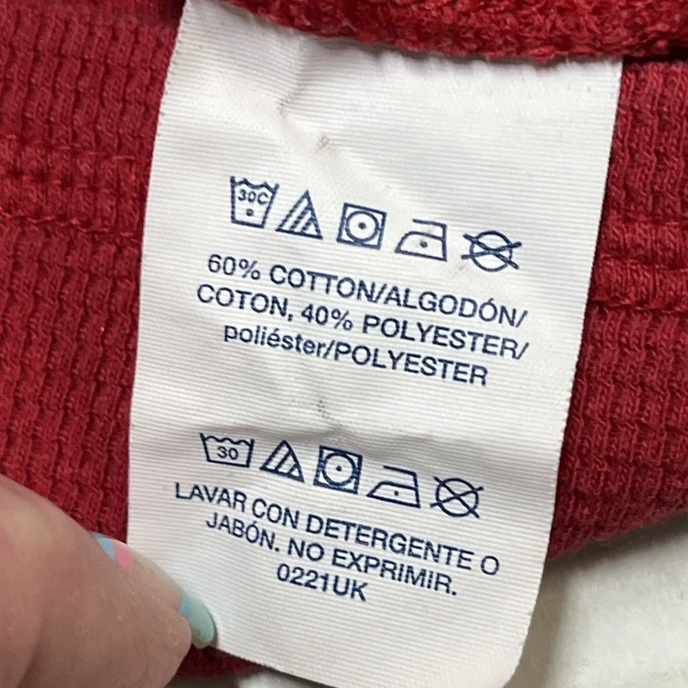 Polo Ralph Lauren Shirt Mens L Red Thermal Waffle‎ Knit Crewneck Long Sleeve